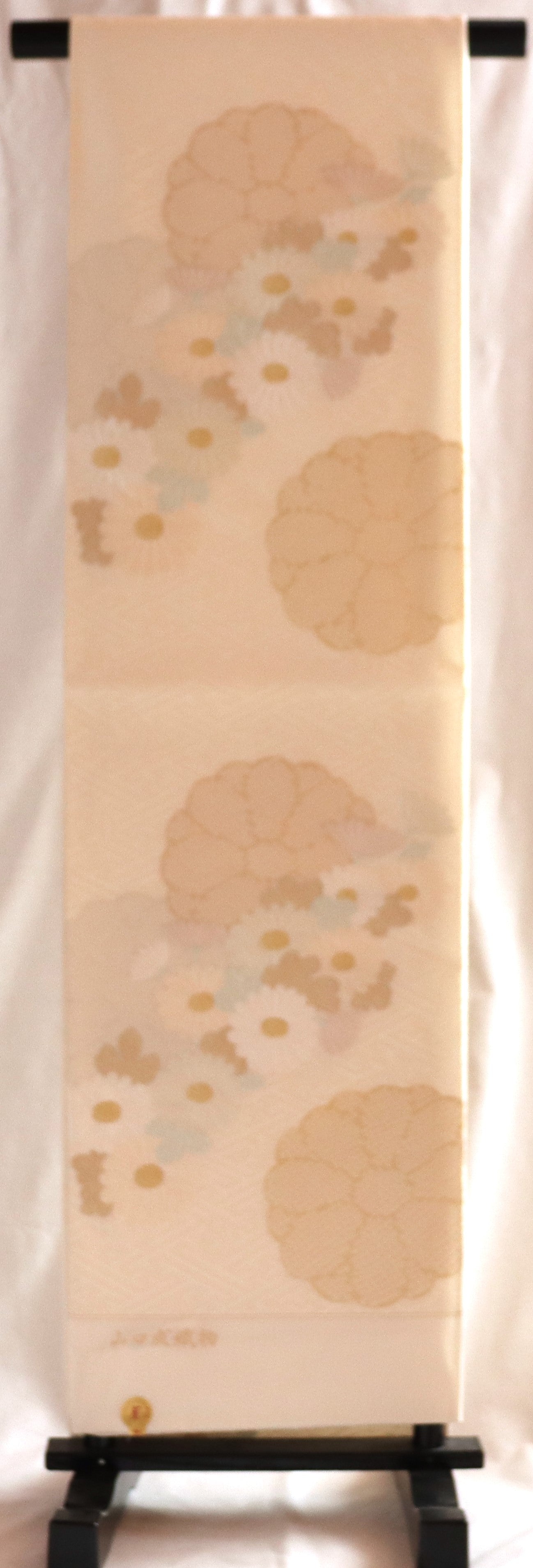 【西陣織】お仕立付き 袋帯 纐纈繡菊花文 白