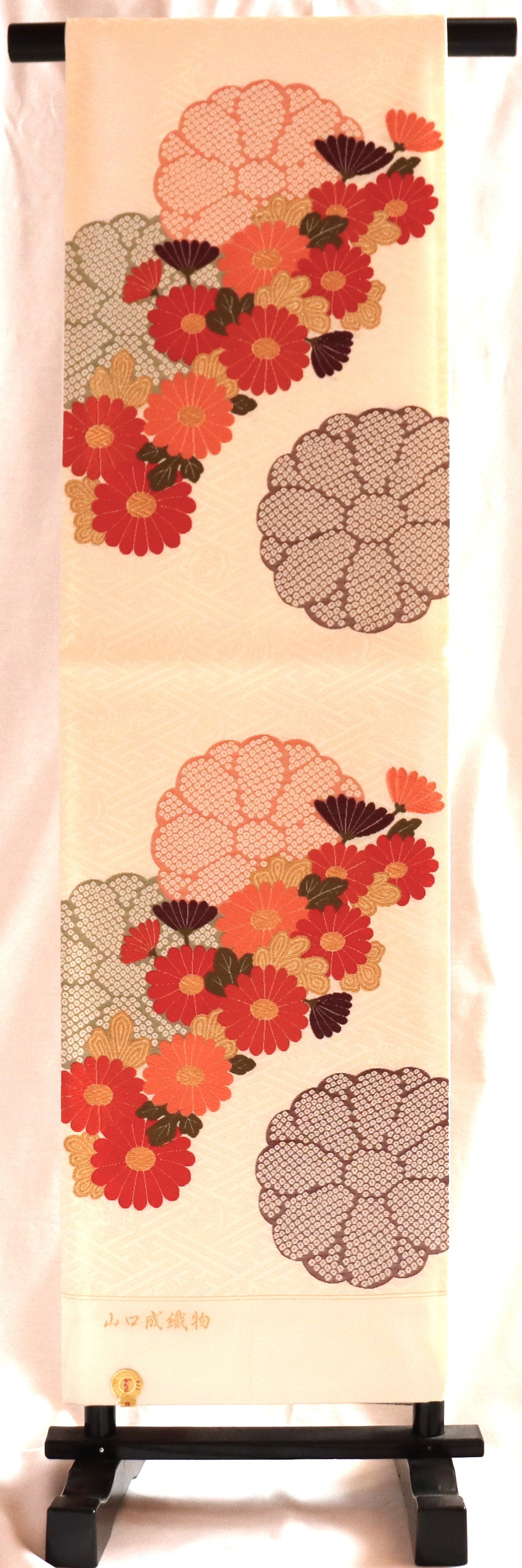 【西陣織】お仕立付き　袋帯　纐纈繍菊花文　彩配色